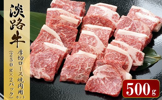 淡路牛 厚切ロース焼肉用カット　500g（250ｇ×2パック）　 [小分け 牛肉 焼肉セット 冷凍]