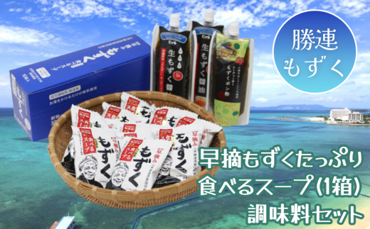 新鮮早摘みもずくたっぷり食べるスープ&調味料セット【勝連漁業協同組合】