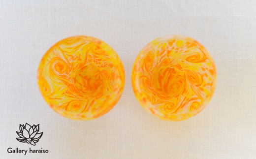 【琉球ガラス】マンゴー・丸口グラス（小）（ペア）