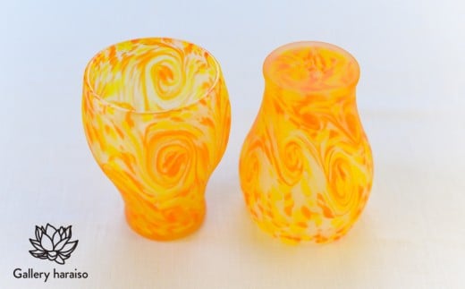 【琉球ガラス】マンゴー・丸口グラス（小）（ペア）