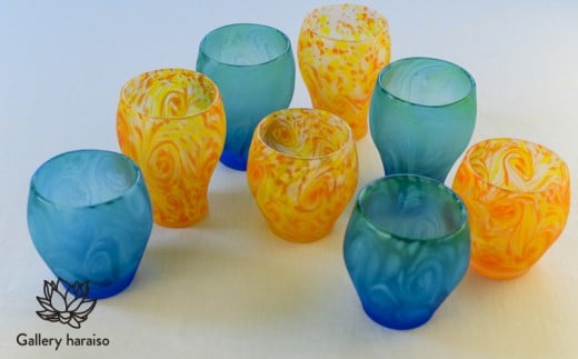 【琉球ガラス】マンゴー・丸口グラス（小）（ペア）