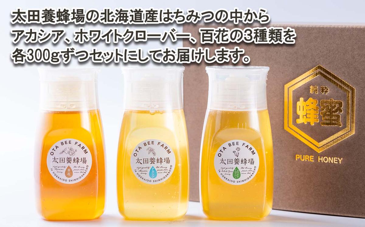 北海道産 はちみつ 3種 計 900g 各300g 新ひだか町 推奨品 セット Ｂ