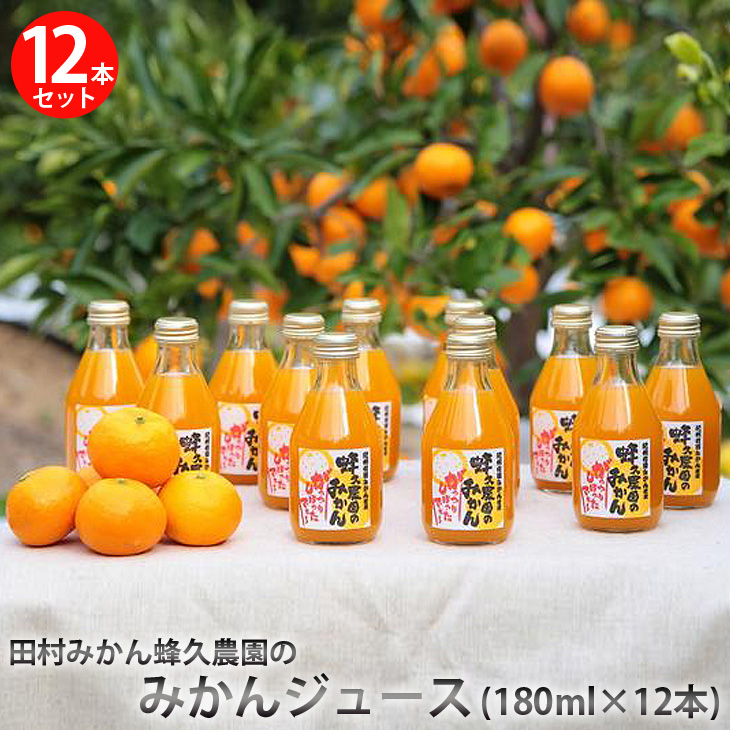 【和歌山県美浜町】田村みかん蜂久農園のみかんがっつりしぼったでぇ みかんジュース(180ml×12本)