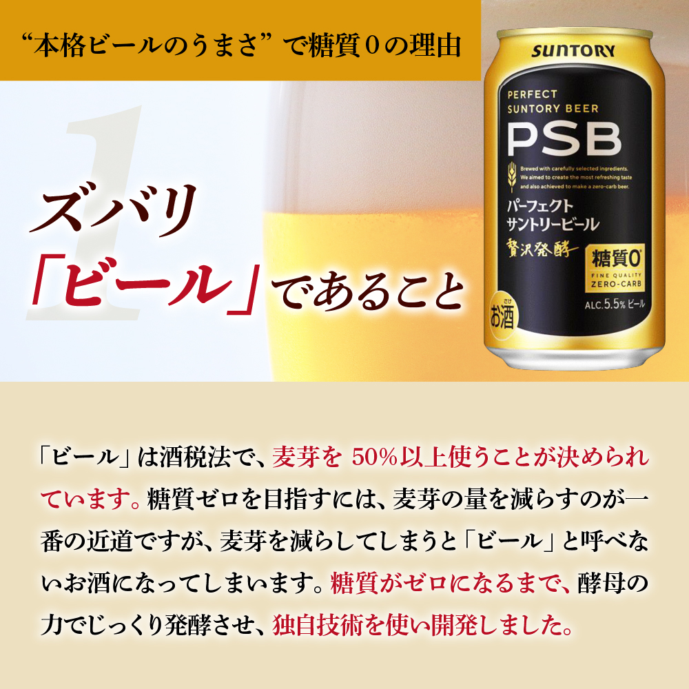 群馬県千代田町のふるさと納税 パーフェクトサントリー ビール 350ml×24本 糖質ゼロ PSB 【サントリービール】群馬県 千代田町 送料無料 お取り寄せ お酒 生ビール お中元 ギフト 贈り物 プレゼント 人気 おすすめ 家飲み 晩酌 バーベキュー キャンプ ソロキャン アウトドア