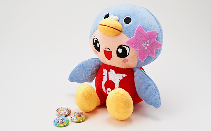 鳩山町イメージキャラクター「はーとん」と缶バッジ3個 日用品 