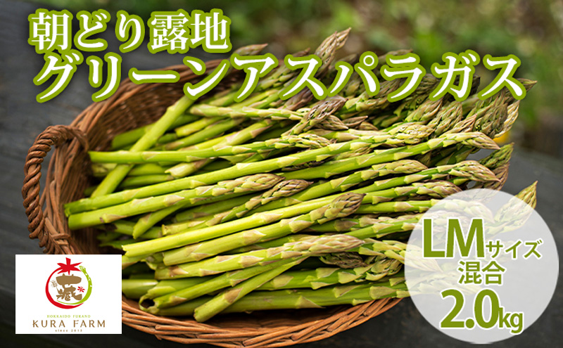【2026年5月より発送】北海道 富良野市産 アスパラ 緑 (LMサイズ混合) 約2kg 朝どり 露地 グリーン アスパラガス 詰め合わせ 野菜 新鮮 数量限定 先着順【藏ファーム】