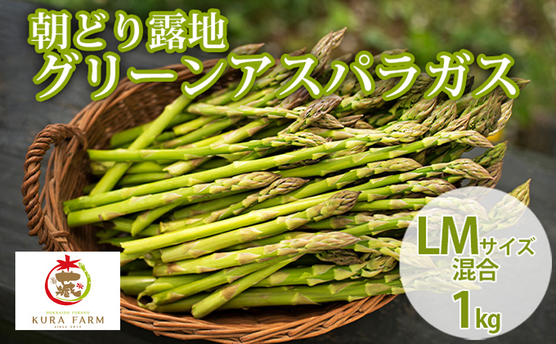 【北海道富良野市】【2026年5月より発送】北海道 富良野市産 アスパラ 緑 (LMサイズ混合) 約1kg 朝どり 露地 グリーン アスパラガス 詰め合わせ 野菜 新鮮 数量限定 先着順【藏ファーム】