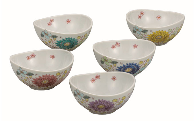 九谷焼　3.5号小鉢揃・花はな（5個セット） a01 民芸品 工芸品 焼き物 食器 