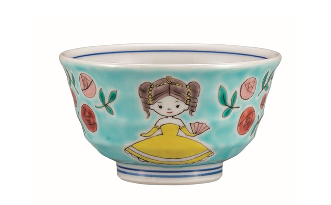 九谷焼　小さい飯碗・お姫さま a02 民芸品 工芸品 焼き物 食器 お姫様柄 