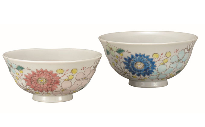 九谷焼　組飯碗・花はな（2個セット） a02 民芸品 工芸品 焼き物 食器 
