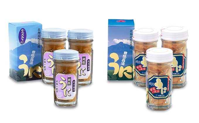 北海道 礼文島産 ウニ 甘塩一夜漬け 食べ比べセット（蝦夷ばふんうに・むらさきうに各3本） ウニ 雲丹 魚貝類 