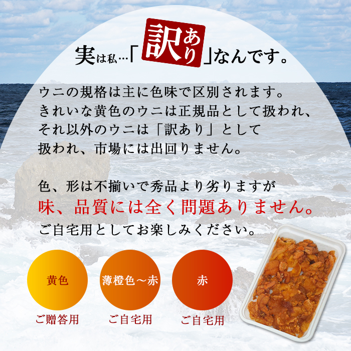 北海道弟子屈町のふるさと納税 1259.訳あり うに チリ産 冷凍 200g ワケあり ウニ チリ産 冷凍 雲丹 不揃い B級品 うに わけ あり 海鮮 4人前 丼 刺身 自宅用 送料無料 北海道 弟子屈町