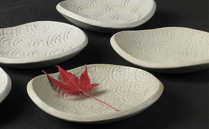 寒風須恵器 豆皿5枚組（寒風陶芸会館：作） 工芸品 食器 小皿 お皿 
