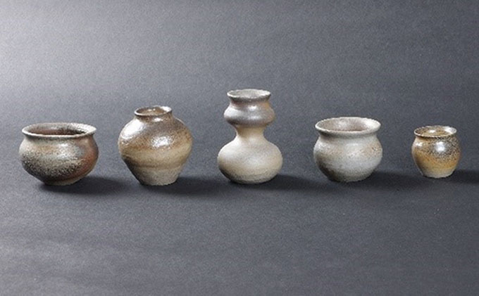寒風須恵器 小一輪生 いろいろ5点セット（三浦裕二：作） 工芸品 インテリア 