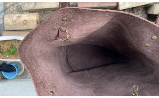 【八幡レザー 】バケツ型バッグ（コゲチャ）【DP06W】