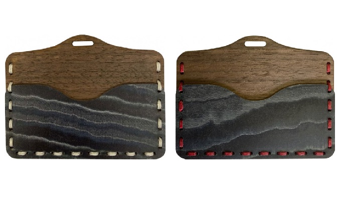 HAMON-WOOCA- IDケース＆真田紐ストラップ（麻糸カラー：白／赤） 雑貨 日用品 文房具 ファッション小物 