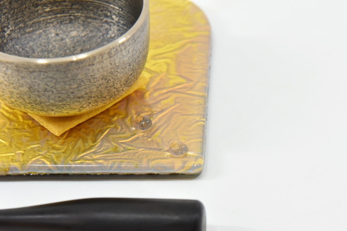 京都・二方屋「舞妓りん（MY CORIN）ガラスハート＜金箔＞」〈工芸品おりん音色インテリアおしゃれ仏具リフレッシュガラスハート雑貨日用品〉 