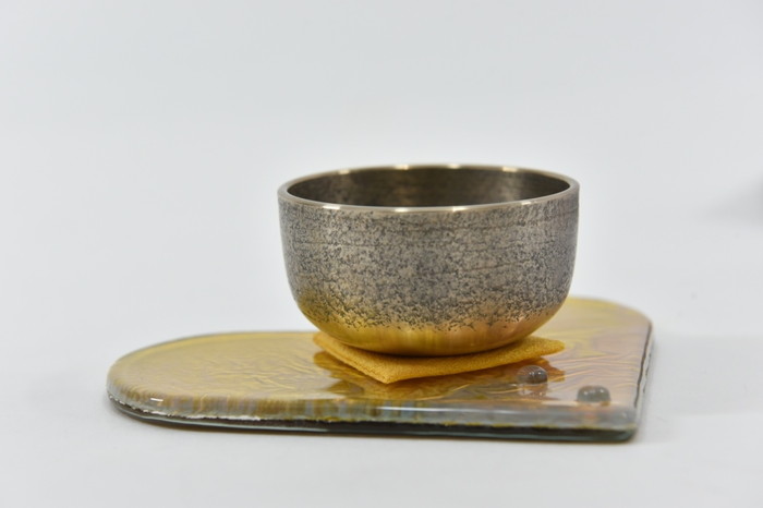 京都・二方屋「舞妓りん（MY CORIN）ガラスハート＜金箔＞」〈工芸品おりん音色インテリアおしゃれ仏具リフレッシュガラスハート雑貨日用品〉 