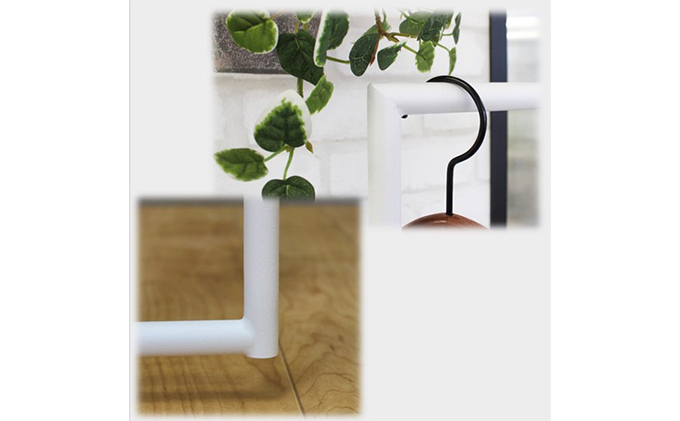 スリムハンガーラック W550 白　衣類収納 コート インテリア 洋服収納 組み立て必要 