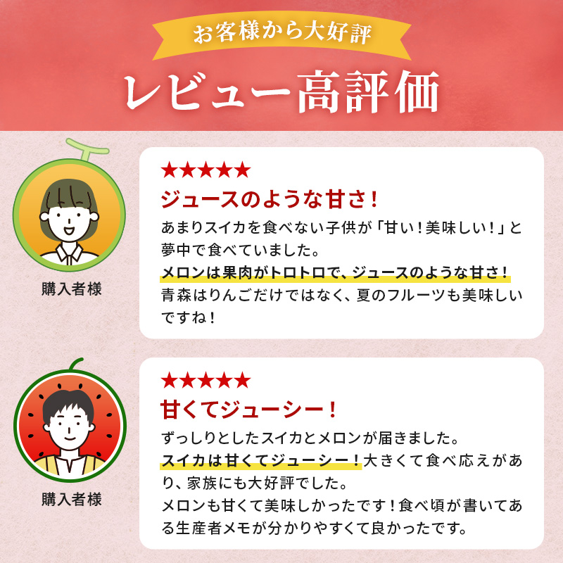 先行 予約 青森 メロン スイカ 各1玉 減農薬栽培 夏の味覚 減農薬 青肉 赤肉 青肉メロン 赤肉メロン フルーツ 果物 旬のフルーツ 旬の果物 旬 夏 レビュー 高評価 先行予約 2026 2026年 青森県