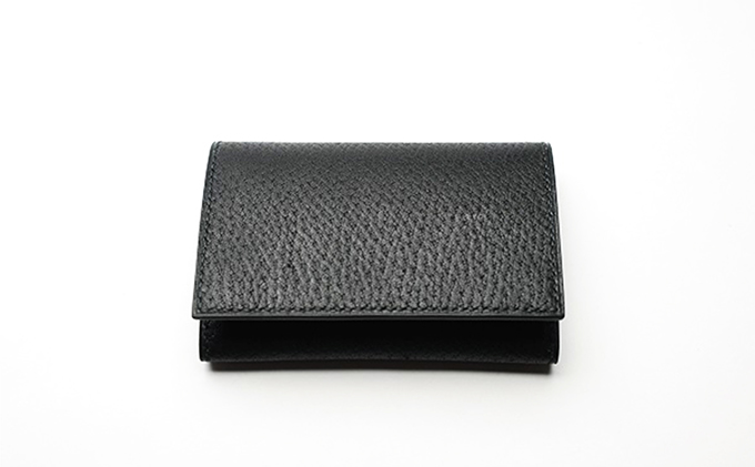 【香川県東かがわ市】【GOMYO LEATHER】猪革 手縫い名刺入れ(黒) ファッション 小物