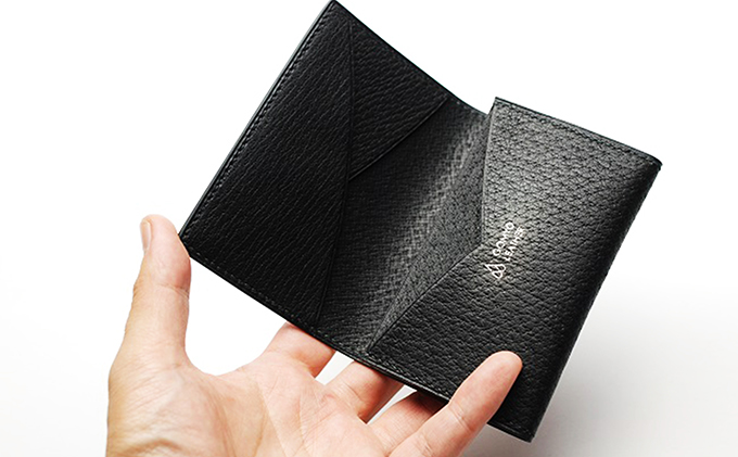 【GOMYO　LEATHER】猪革　手縫い名刺入れ（黒） ファッション 小物 