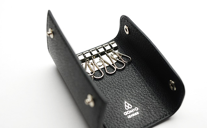 【GOMYO　LEATHER】猪革　手縫いキーケース（黒） ファッション 小物 
