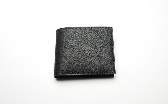【香川県東かがわ市】【GOMYO LEATHER】猪革 手縫い二つ折り財布(黒) ファッション小物