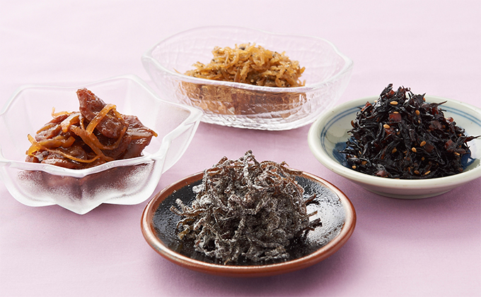 小豆島 こだわり 佃煮 4種 セット 詰め合わせ 梅ひじき ちりめん山椒 塩吹昆布 畑のビーフ ご飯のお供 ごはんのお供 惣菜 副菜 おつまみ つまみ つくだ煮 佃煮詰め合わせ こんぶ 大豆ミート 食品 香川 香川県 土庄町