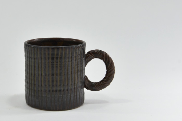 京焼「遙白釉＆新羅釉／木賊紋マグカップ」【ピスタチオグリーン＆黒】2種セット〈マグカップ 京焼 手作り カップ 食器 陶器 工芸品 新羅釉 遙白釉〉 京焼マグカップ 