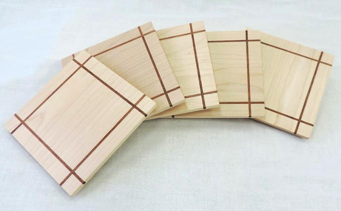 静岡県浜松市のふるさと納税 コースター ５枚セット メイプル 食器 民芸品 工芸品