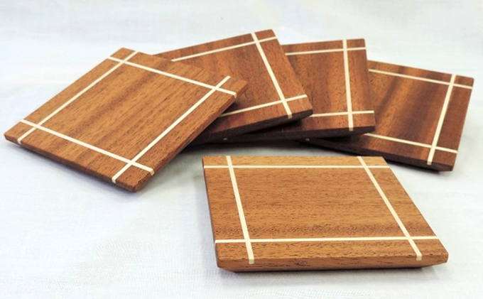 静岡県浜松市のふるさと納税 コースター ５枚セット マホガニ 食器 民芸品 工芸品