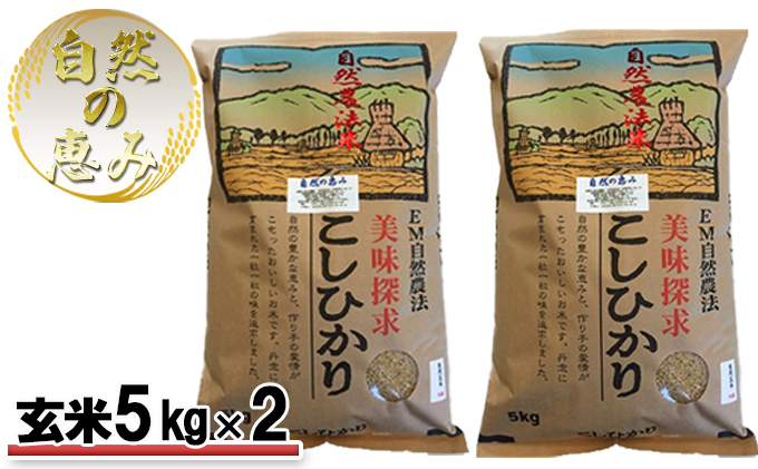 自然農法米こしひかり「自然の恵み」玄米5kg×2個《特別栽培米》 お米 コシヒカリ 特別農法 自然米 化学肥料ゼロ JAS有機栽培 安全なお米 