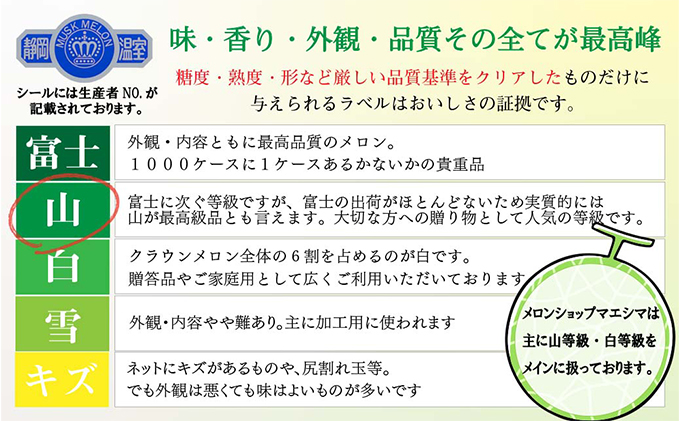 クラウンメロン【上（山等級）】中玉（1.3kg前後）1玉入り 定期便6ヶ月 人気 厳選 ギフト 贈り物 デザート グルメ 果物 袋井市 果物類 メロン青肉 フルーツ 6回 半年