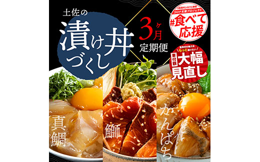 【高知県芸西村】t021kyf 海鮮 芸西村3ヵ月連続定期便 土佐の漬け丼づくし定期便/1回目:真鯛の漬け丼の素、2回目:ブリ漬丼の素、3回目:かんぱち漬丼の素 本場 高知 土佐 海鮮 自慢 返礼品 お楽しみ〈高知市共通返礼品〉