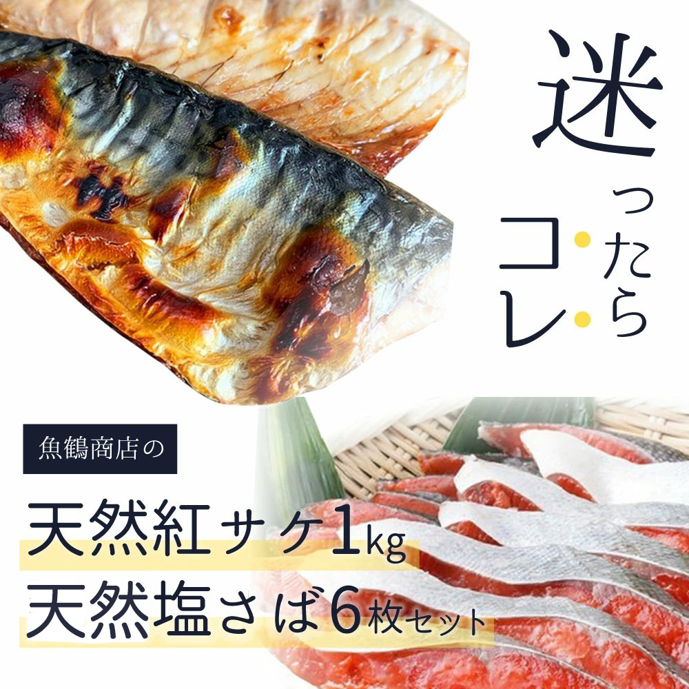 【和歌山県美浜町】迷ったらコレ!!魚鶴の天然紅サケ1kg & 塩さばフィレ6枚セット◇