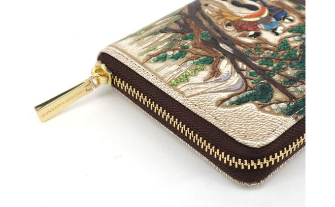 【文庫屋大関】大容量　ぐるっとファスナーの長財布　浮世絵　吉原【皮革工芸品】 ファッション 小物 仕切り カードポケット ロングポケット 