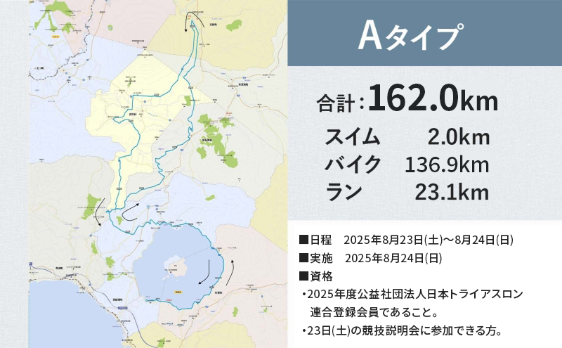 【8月23日（日）開催】北海道トライアスロン Aタイプ 半額参加権 スイム バイク ラン 水泳 自転車 ランニング 3種目 イベント 大会 ハードコース スポーツ レース 会員