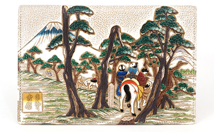 【文庫屋大関】パーソナルホルダー　浮世絵　吉原【皮革工芸品】 ファッション 小物 シンプル パスポートケース 病院セット 型押し 大関卯三郎 牛革 