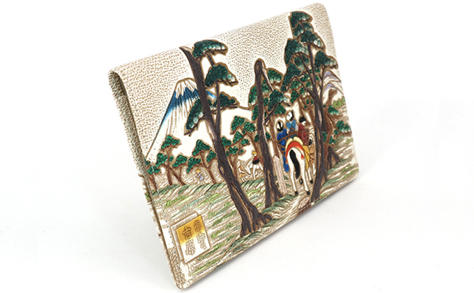 【文庫屋大関】パーソナルホルダー　浮世絵　吉原【皮革工芸品】 ファッション 小物 シンプル パスポートケース 病院セット 型押し 大関卯三郎 牛革 