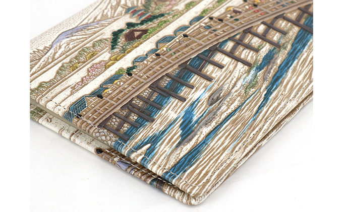 【文庫屋大関】パーソナルホルダー　浮世絵　三条大橋【皮革工芸品】 ファッション 小物 シンプル パスポートケース 病院セット 型押し 大関卯三郎 牛革 