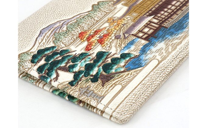 【文庫屋大関】パーソナルホルダー　浮世絵　金閣寺【皮革工芸品】 ファッション 小物 シンプル パスポートケース 病院セット 型押し 大関卯三郎 牛革 