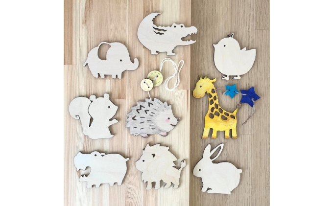 木製モビールてづくりキット［動物園］ 工芸品 インテリア 玩具 おもちゃ 