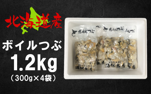 北海道鹿部町産 訳あり ”前浜ボイルつぶ ” 1.2kg（300g×4袋）つぶ貝 刺身