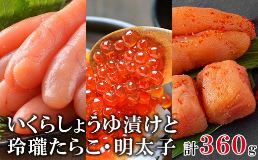 北海道産いくら120g 玲瓏たらこ120g 玲瓏明太子120g 丸鮮道場水産 小分け 食べきり 食べ切り