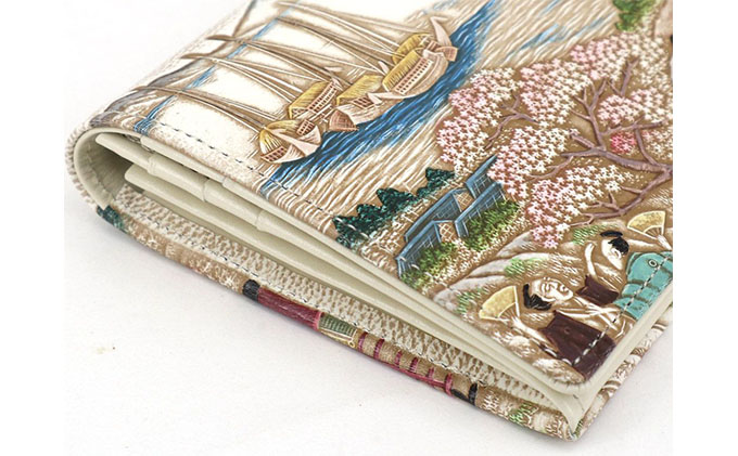 【文庫屋大関】スッキリ大人の財布　束入れ　浮世絵　御殿山【皮革工芸品】 ファッション小物 手作業 手塗 