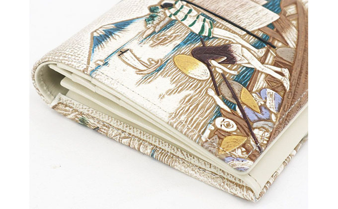 【文庫屋大関】スッキリ大人の財布　束入れ　浮世絵　荒井宿【皮革工芸品】 ファッション小物 手作業 手塗 