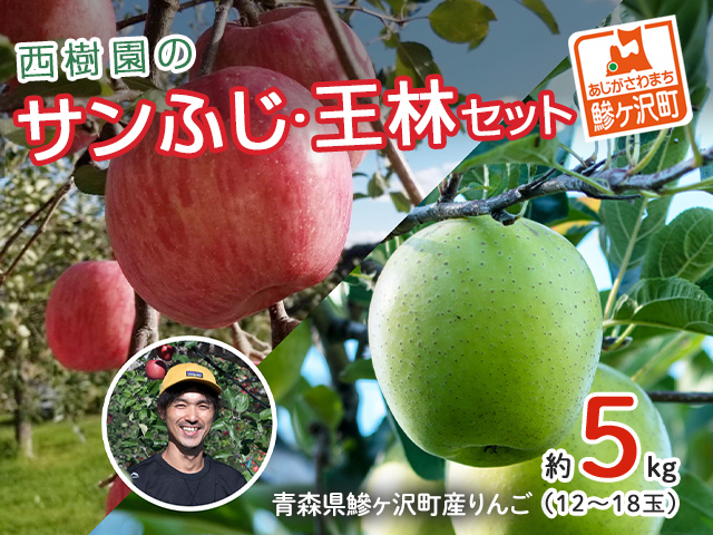 【青森県鰺ヶ沢町】りんご 青森 サンふじ 王林 約 5kg (12〜18玉) リンゴ 詰め合わせ セット 青森県 鰺ヶ沢町産 西樹園 フルーツ 果物 果物類 白神山地 林檎 サンフジ ふじ