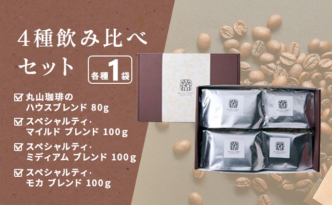 コーヒー 丸山珈琲のスペシャルティコーヒー ボリューム4種 飲み比べ セット 珈琲 粉 ギフト コーヒー粉 レギュラーコーヒー ブレンド 