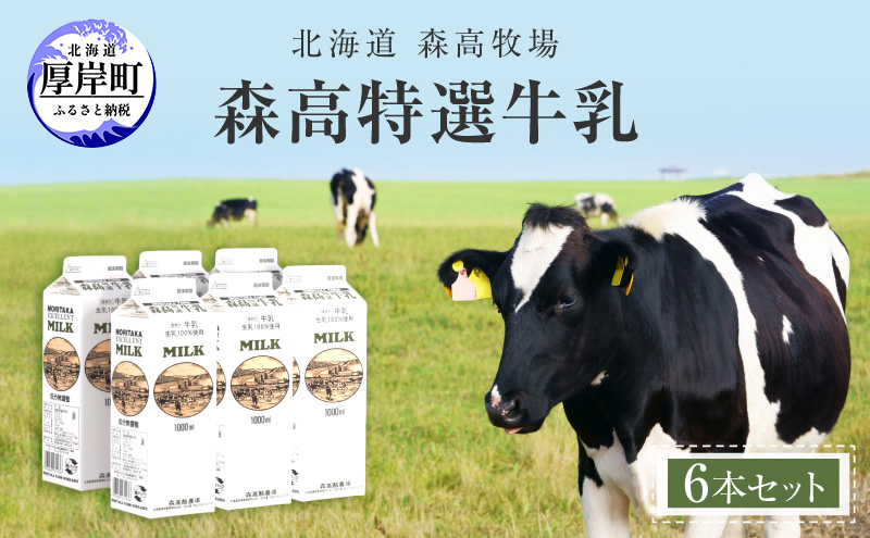 【北海道厚岸町】森高特選 牛乳 6本 セット (1本あたり1L×6本,合計6L) 北海道 牛乳 ミルク